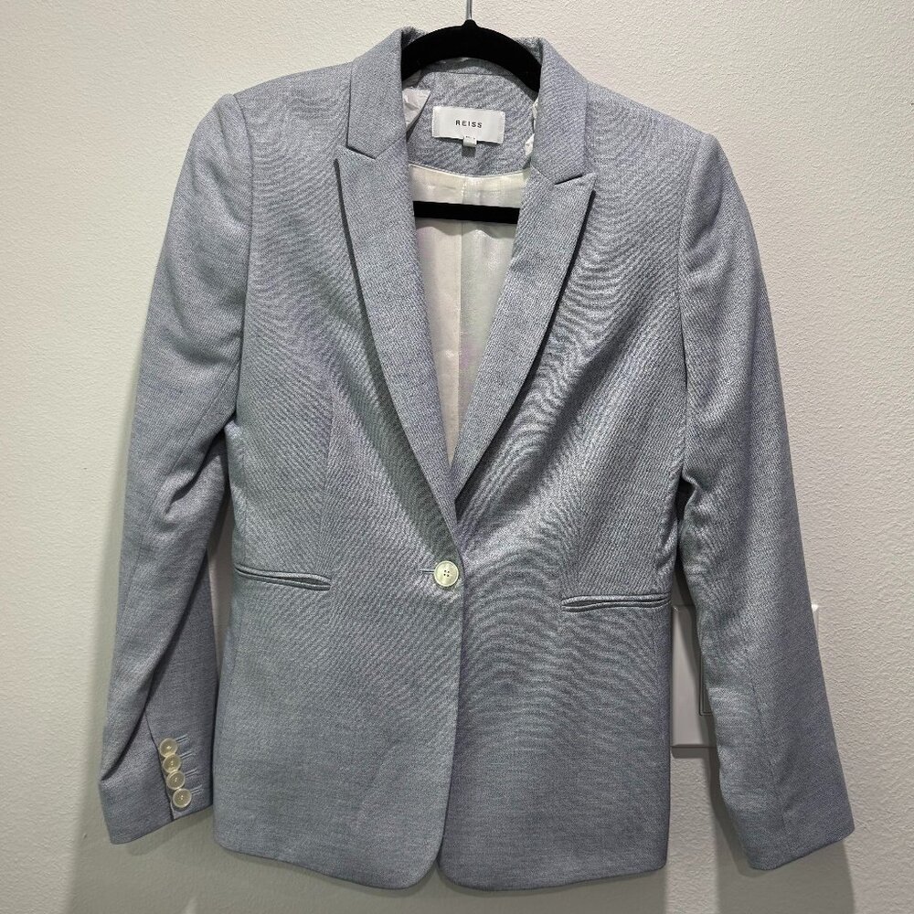 Reiss Blue Blazer and Skirt Suit Set (Size 8)